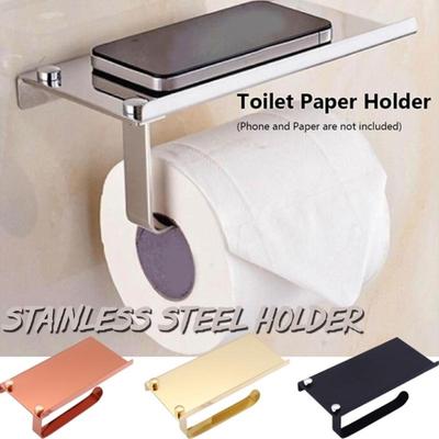 Neuer Edelstahl-Badezimmer-Papierhandyhalter mit Ablage, Badezimmer-Handtuchhalter, Toilettenpapierrollenhalter