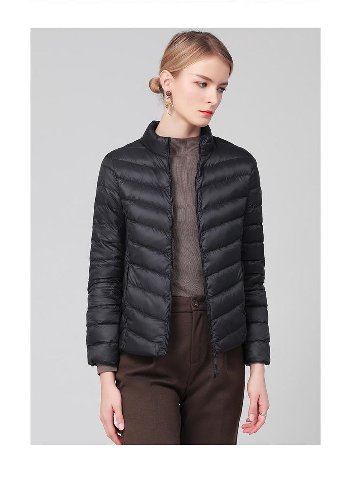 Women's Lightweight White Duck Down Jacket - 2026 Autumn/Winter, Warm Versatile Outerwear with Stand Collar