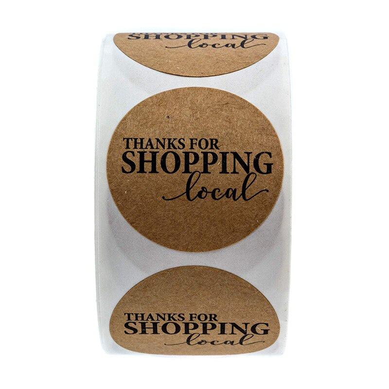 500pcs/ Roll Round Sticker Thank You for Shopping Vintage Kraft Paper Store Packaging Decorative Shopping Bag Sealing Stickers