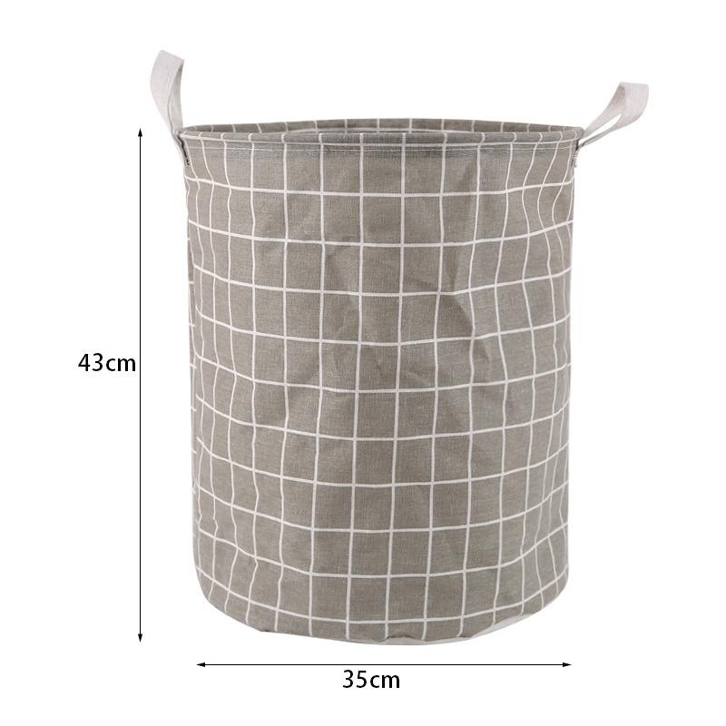 Cotton Linen Dirty Laundry Basket Foldable Round Waterproof Organizer Bucket Clothing Children Toy Large Capacity Storage Home
