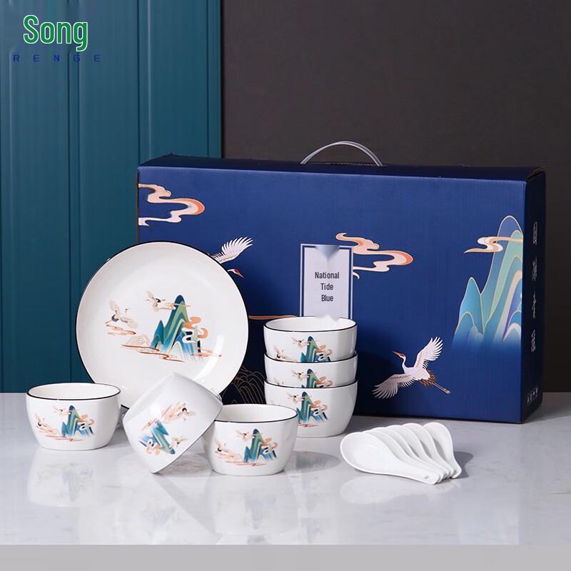 Guochao Crane Ceramic Dinnerware Set