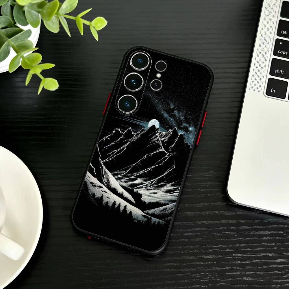 Dark Space Astrology Mountain Phone Case For Samsung S26,S25,S24,S23,S22,S21,S20,Plus,Fe,Lite,Others Black Cover
