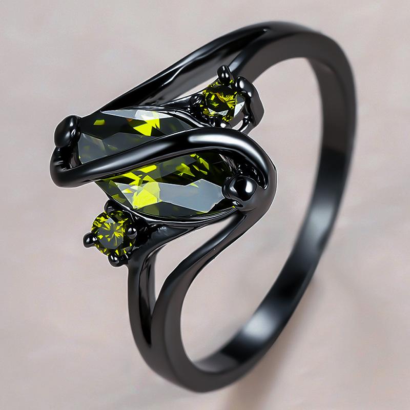 Black Gold S-shaped Zircon High-end Diamond-encrusted Ring for Men, Simple European and American Style Ring