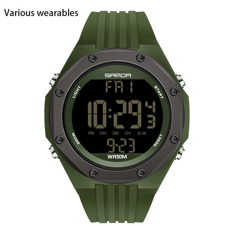 Neue elektronische Uhr mit Einzeldisplay, Kaltlicht-Digitaluhr, einfache, multifunktionale, wasserdichte elektronische Uhr für Outdoor-Sportarten
