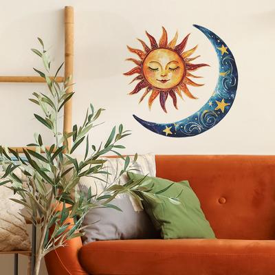 Adesivi Murali per la Decorazione e l'Abbellimento dello Sfondo della Camera da Letto e del Salotto con Sole e Luna