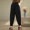 Plus Size Versatile Black High-Waisted Harem Pants - Stylish, Tummy Concealing, Slimming, Loose-Fit Carrot Design