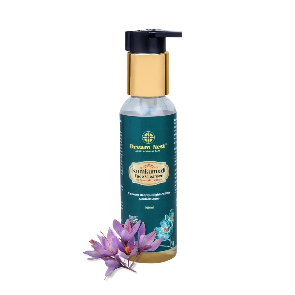 Dream Nest Kumkumadi Face Cleanser | Ayurvedic Facewash | Herbal Fragrance | Cleanser for Men & Women | Suitable for All Skin Types | Hydrates, Bri