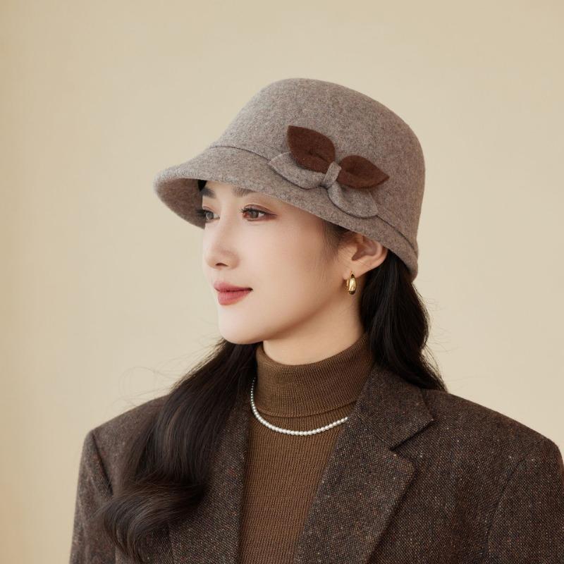 

Осенне-зимние шапки, термошапки, шерстяные шляпы-котелки с короткими полями, утолщенные элегантные цилиндры M（56-58cm） светло-коричневого