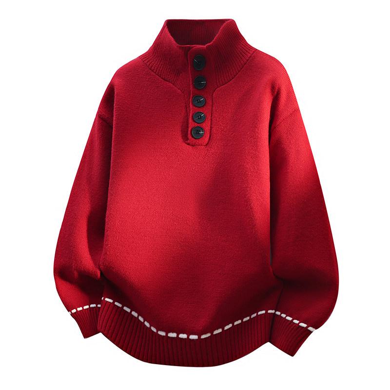 Half-Zip Stand-Collar Sweater for Boys: Autumn/Winter Style for Teens - Knit Base Layer Fashion