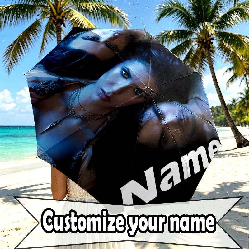 Custom Name Personalized The Vampire Diaries Print Umbrella, Auto Open Close, 8‑Rib Sturdy Frame, Commute Camping Hiking Use, Birthday Gift
