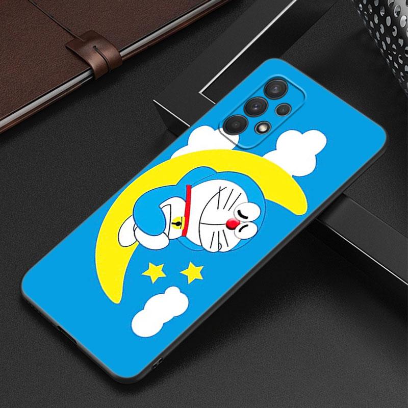 Cute Doraemon Moon Phone Case For Samsung Galaxy A12 A22 A31 A32 A50 A51 A70 A71 A72 A11 A21S A02S A10S A20S A30S A52 S 5G Cover