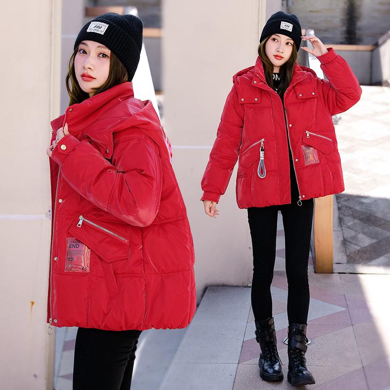 Down cotton-padded clothes for women's winter new loose hooded cotton-padded jackets for students thickened warm cotton-padded jackets trendy