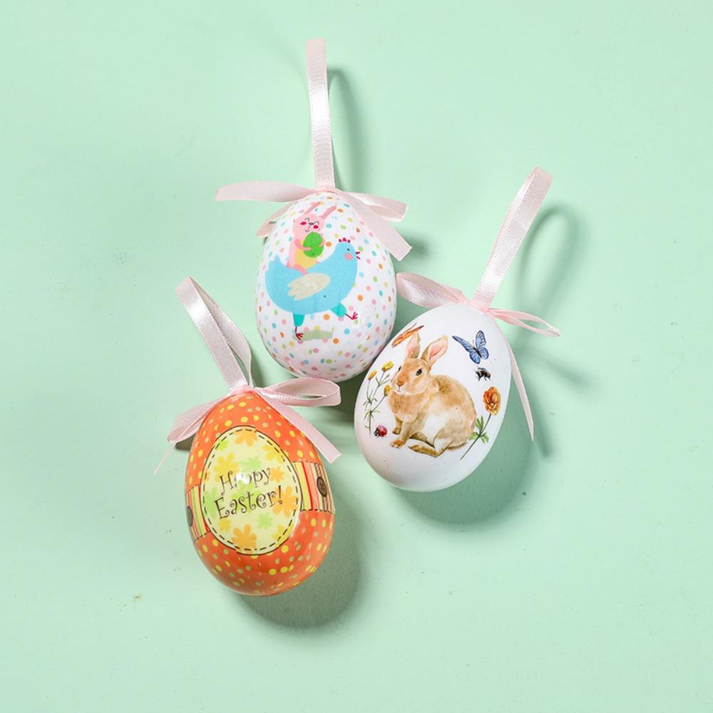 DIY Craft Easter Eggs Pendant Painted Easter Egg Props Foam Easter Eggs  Window Door Garden