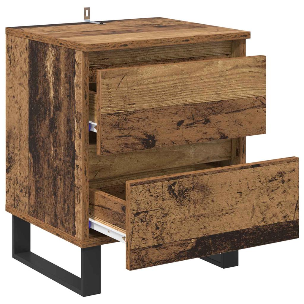 Nightstand with Drawers Reclaimed Wood Look 40 x 35 x 50 cm Particleboard