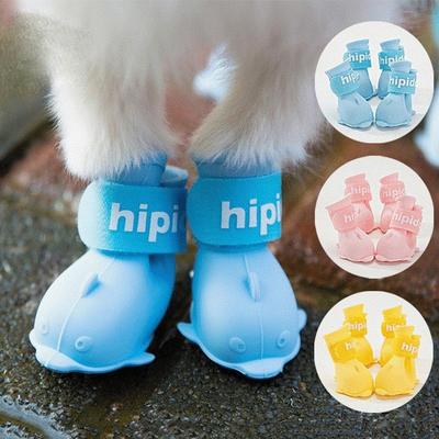 4pcs/set Waterproof Pet Dog Shoes Anti-slip Rain Boots Footwear for Small Cats Dogs Puppy Dog Pet Booties Pet Paw Accessories