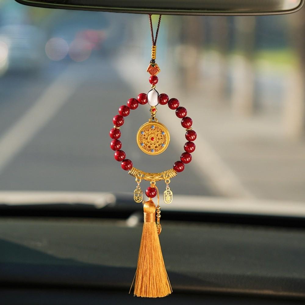 Vehicle Decoration Car Hanging Ornament Five-Fortune Round Rearview Mirror Pendant  Car Interior