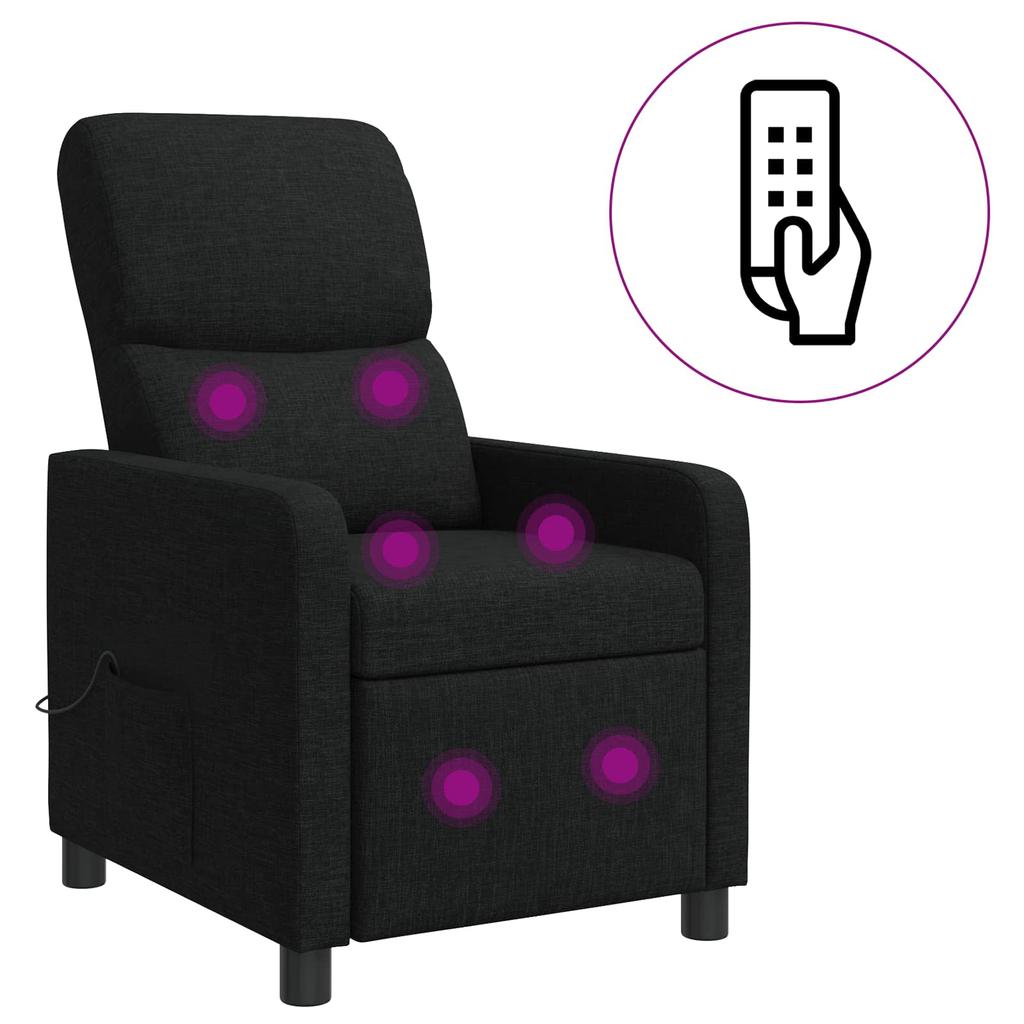 Massage Recliner Chair Black Polyester