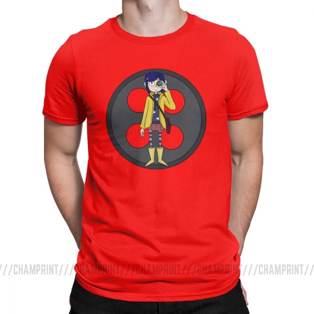 Coraline Men S T Shirts Coraline Button Eyes Leisure Cotton Short Sleeve Tees Crew Neck T