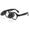 Retro Flip-Up Punk Steampunk Round Double-Layer Sunglasses European & American Trend 8008