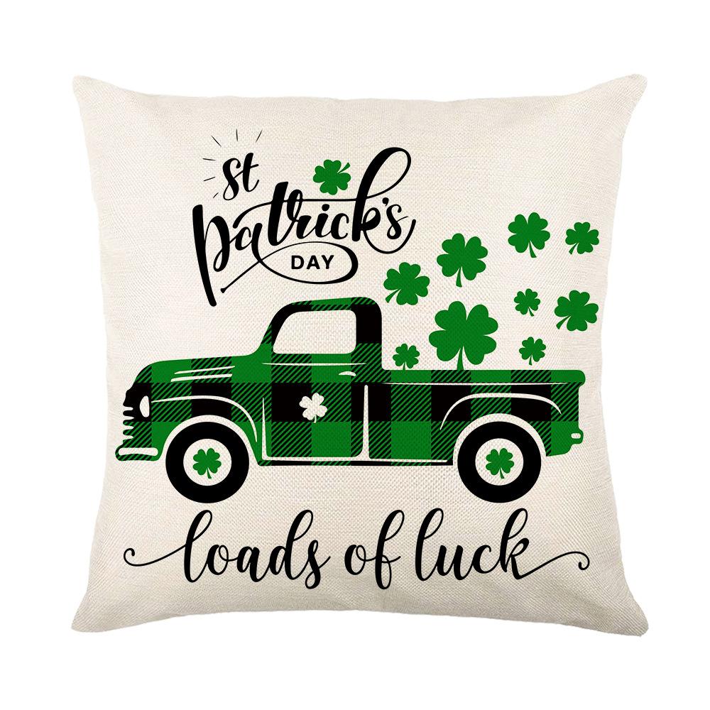 Combination Festival Cushion St. Patrick's Day Cushion Green Plaid Four-leaf Clover Sofa Cushion