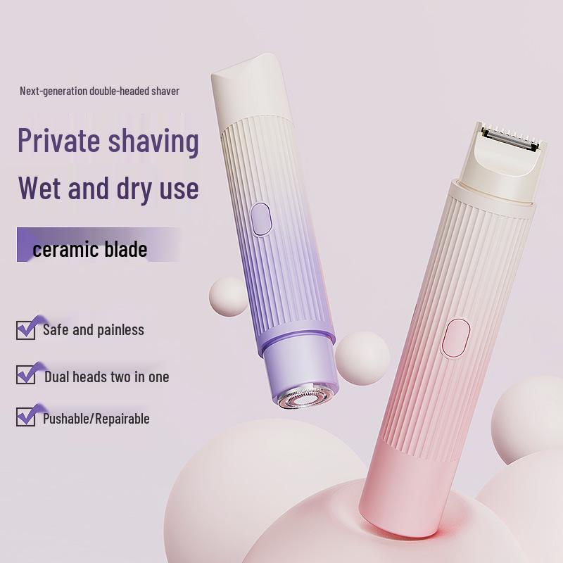 Dual-Head Electric Women's Hair Removal Shaver & Trimmer for Body and Pubic Hair