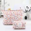 2Pcs Aesthetic Zipper Pouch Cute Quilted Makeup Bag Soft Padded for Women Girls