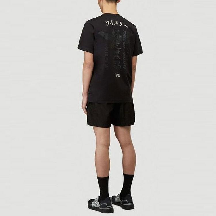 Y-3 T-Shirts Men's Black Crew Neck Moderate Straight Fit GD5061-