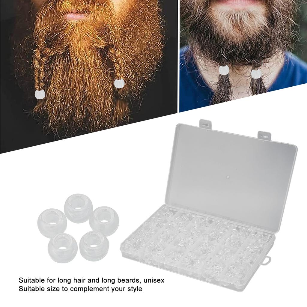 240PCS Beard Beads Transparent Plastic Viking Beard Hair Beads for Braids Ponytails Role Playing