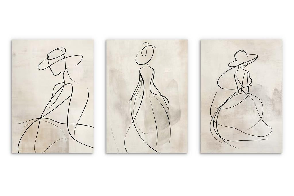 Modern Posters Wall Paintings Boho Triptych In a Frame for the Living Room Women