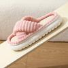 Spring and autumn corduroy home cotton slippers women's indoor men's and women's EVA thick bottom non-slip floor home warmth