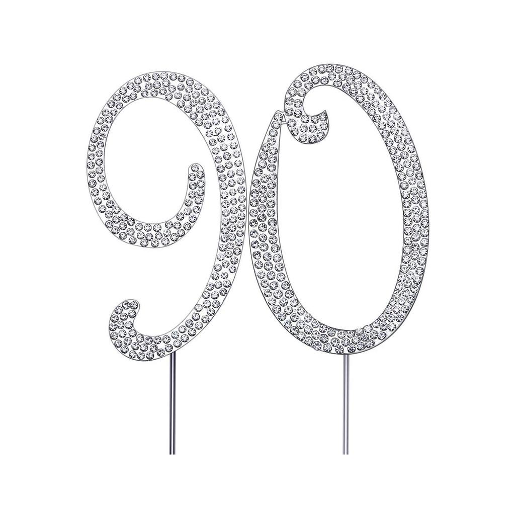 60 Sparkly Rhinestone Decoration Cake Topper - Premium Silver Metal - 60th Birthday or Anniversary Party Makes a Great Centerpie