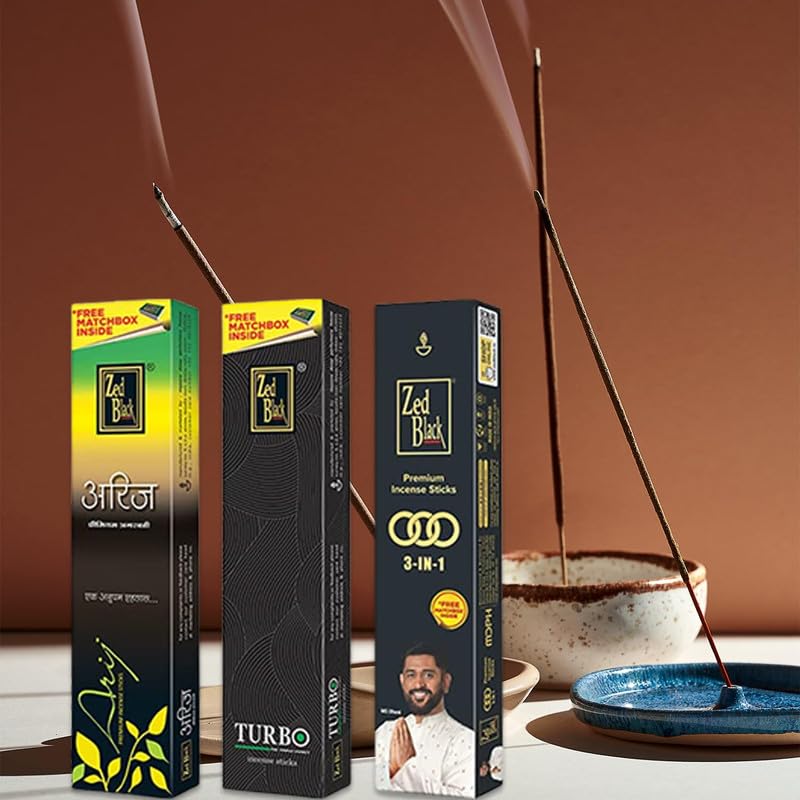 Zed Black Premium Bamboo Incense Stick Combo 6 Packs Large Variety Set For Home Office Meditation Fragrance Aromatherapy
