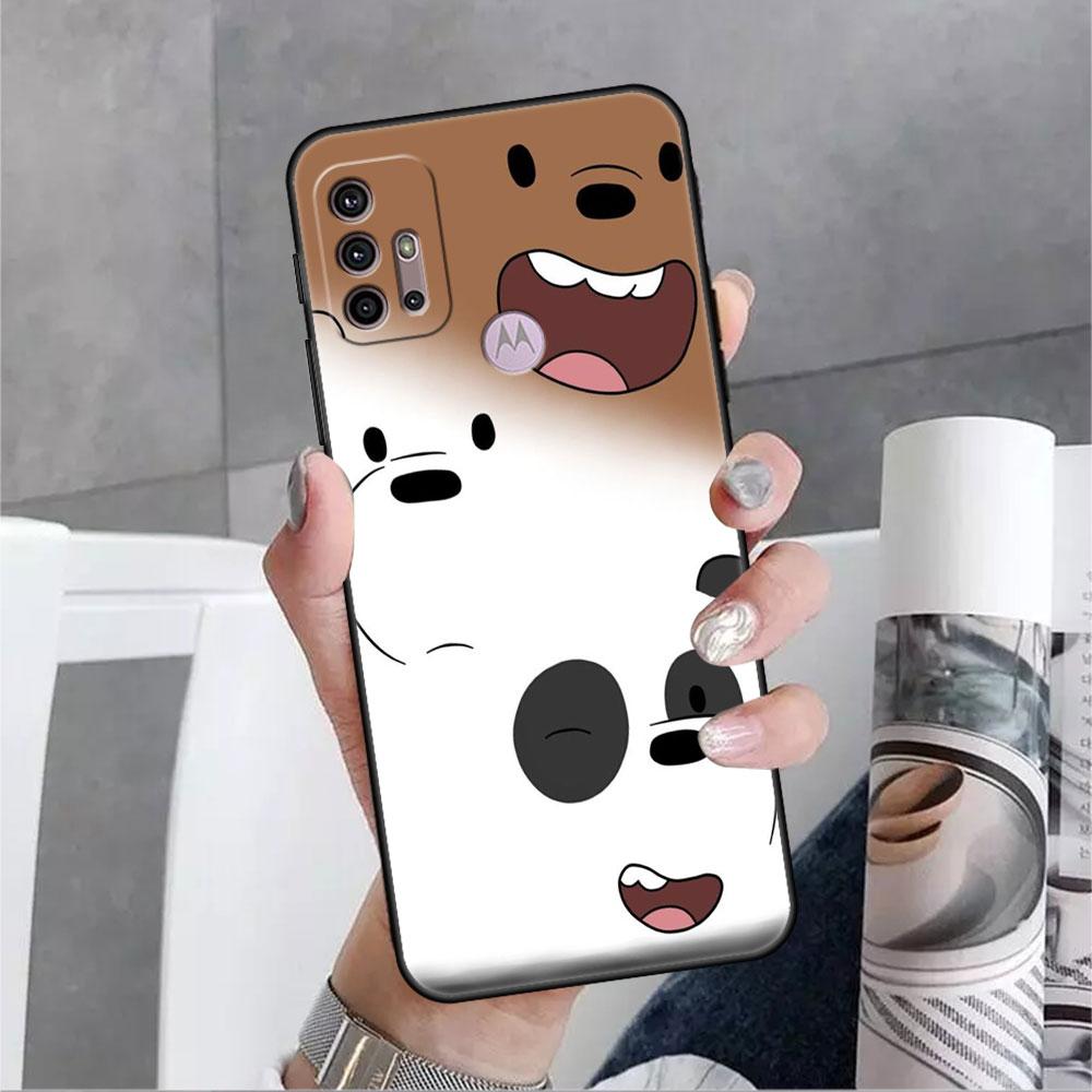 Roztomilé pouzdro We Bare Bears pro Motorola G30 G60 Edge 20 G9 G22 G8 Power G31 G500 G50 30 Pro Black Capas pro měkký telefon