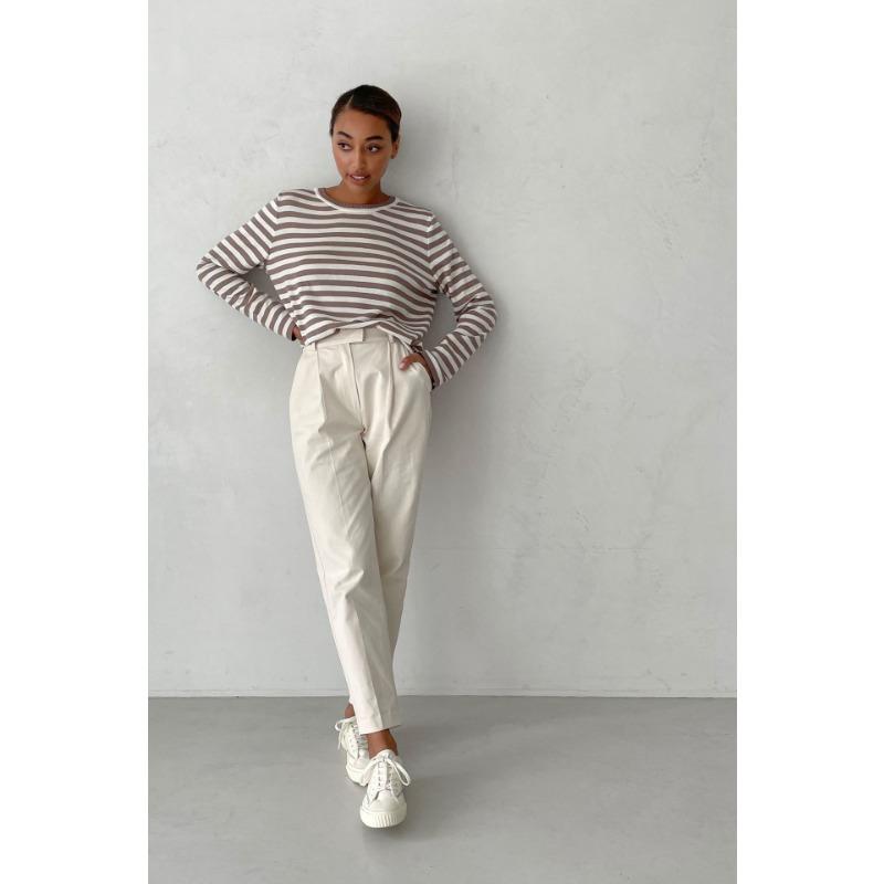 Round Neck Knitted Striped Sweater All-match Classic Retro Striped Pullover Sweater Women