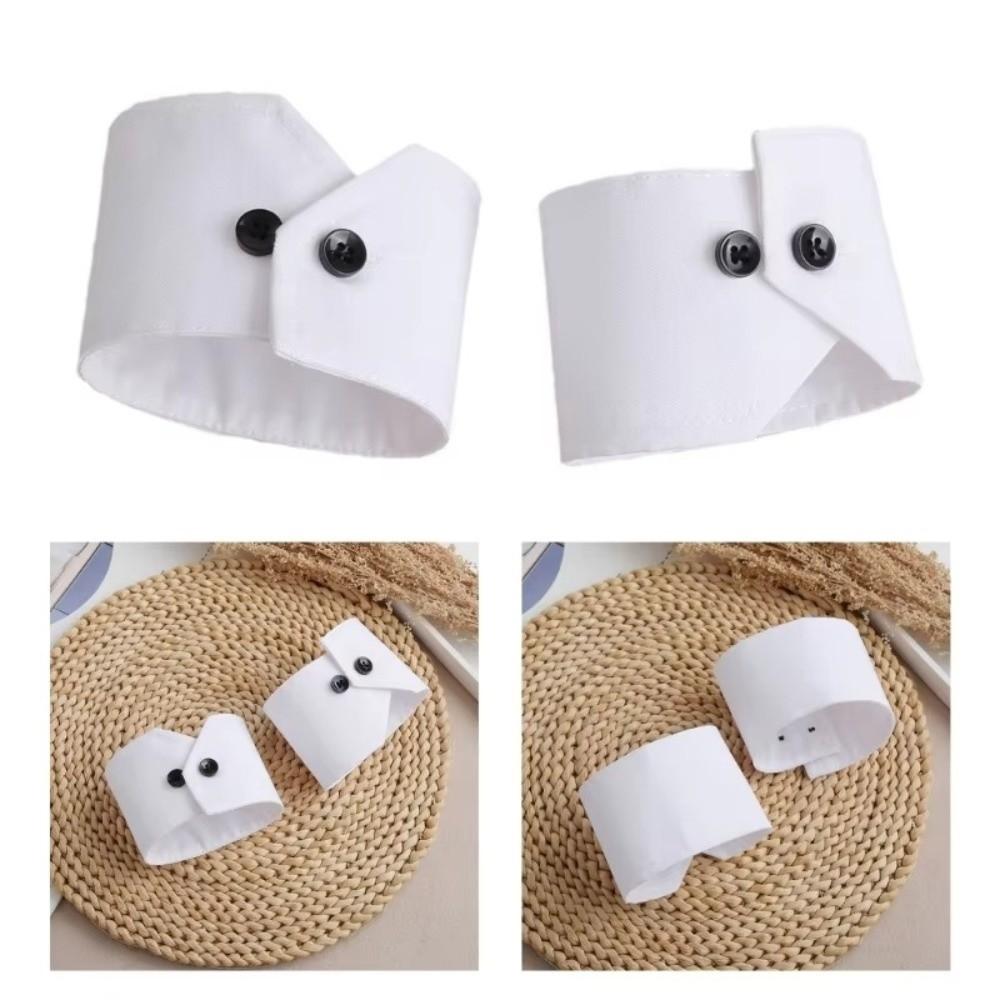 Elegant White Black False Wrist Cuffs Detachable Polyester False Collars Costume Accessory Black Button Shirt False Simple Cuffs