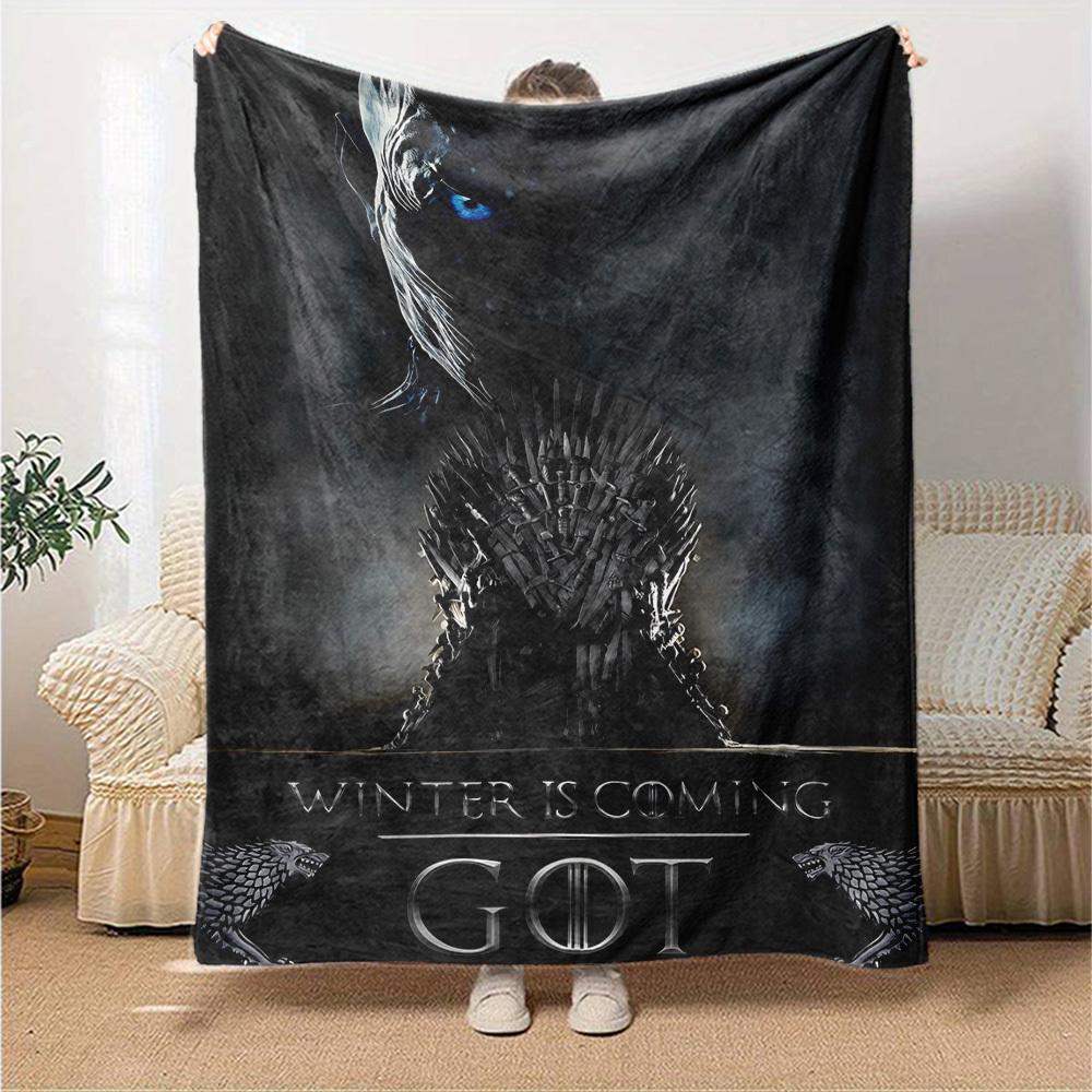 1pc Winter Is Coming Got Flannel Blanket Soft Warm Throw for Home, Office, Travel, All-Season Cozy Bedding GiftL1101