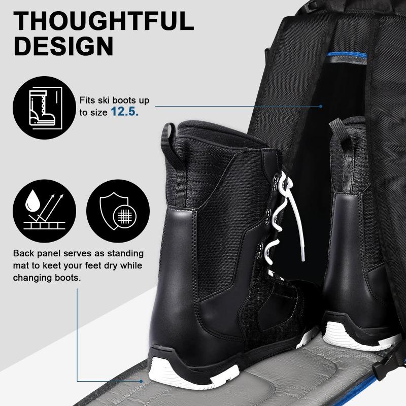 Snow Boots Snowboard Backpack, Oxford Cloth Waterproof and Wear-resistant Skateboard Outdoor Travel Bag Large Capacity Storage