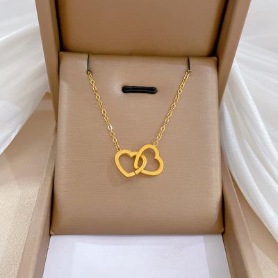 Heart To Heart Personality Minimalist Wind Furnace Real Gold Necklace Female Clavicle Chain