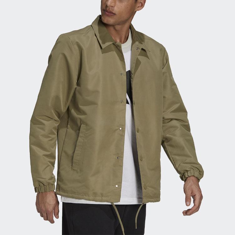Adidas Solid Color Collared Jacket With Single-Breasted Fastening Men Outerwear Brown GR4083
