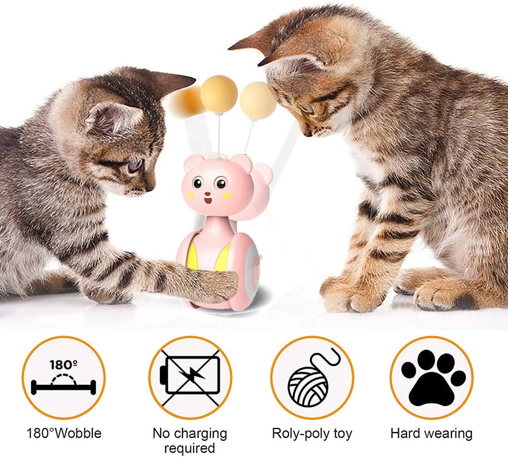 Automatic Cat Toy Tumbler Swing Toys for Cats Funny Balance Car Interactive Kitten Chasing Toy With Feather Ball Cat Accessories