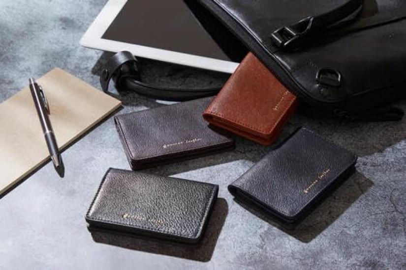 Genuine Genuine Cowhide Card Case Business Card Holder Dark Navy [G Leather]