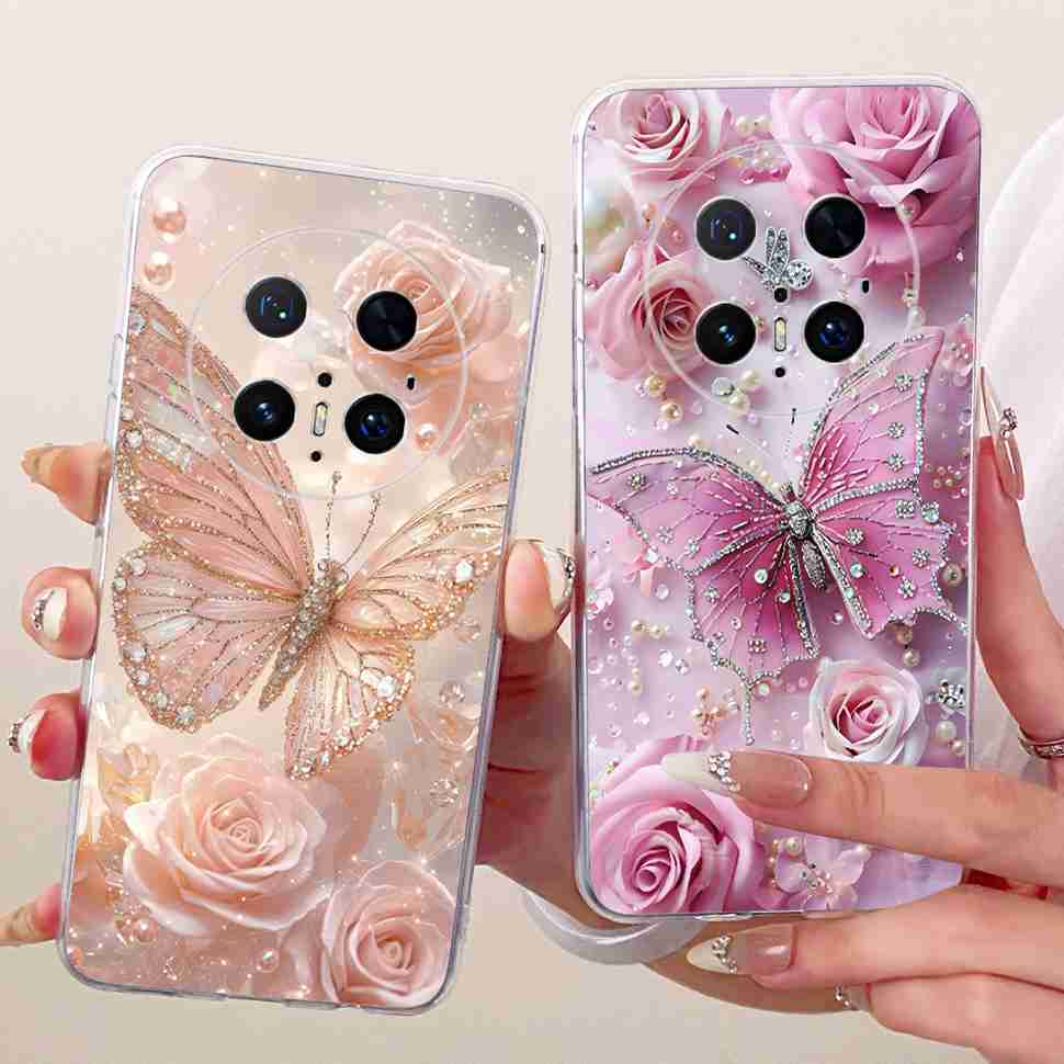 For Huawei Mate 70 Pro 5G Case PLR-AL00 PLR-AL50 Silicone TPU Cover For Mate 70Pro+ 70 Pro Plus 5G Cartoon Lion Butterfly Bumper