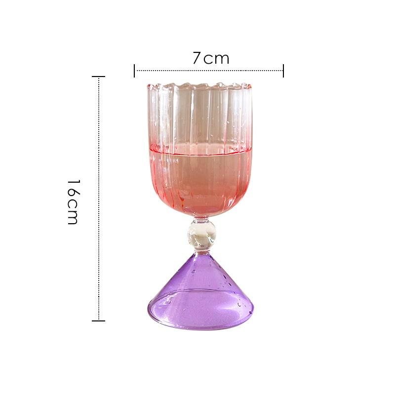 Creative Two Tone Green Blue Amber Purple Colored Ripple Style Martini Mojito Champagne Margarita Cocktail Glasses Goblet Cup