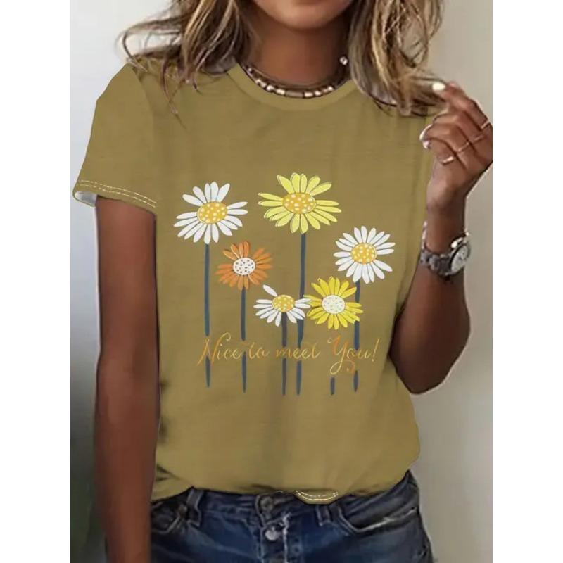 Summer Round Neck 3D Animal Print Top Fashionable Casual Short Sleeved Women's T-shirts