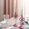 High Footed Bowknot Candle Holder Wrought Iron Wedding Candle Stand  Photography Props