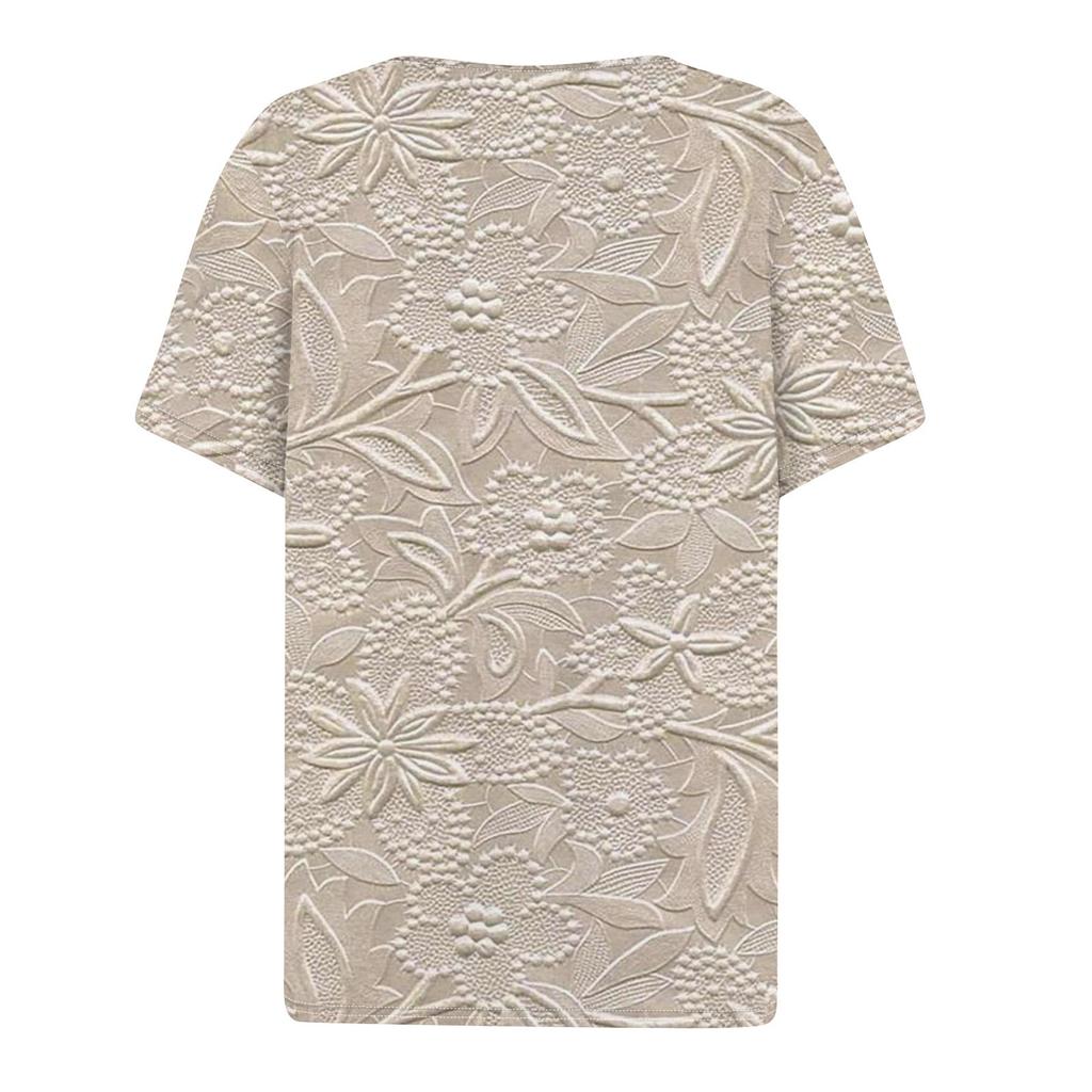 Dámské tričko Tričko Potisk knoflíku Krátký rukáv Denní víkend Móda Basic Top s výstřihem do V