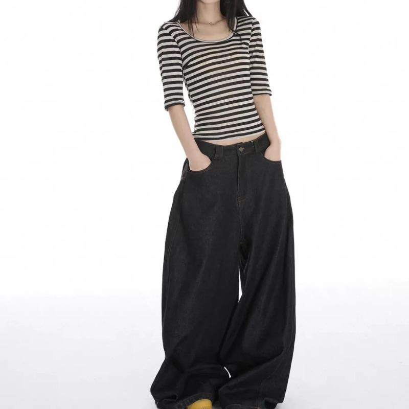 Women Striped U Neck Half Sleeve Slim Fit T Shirt