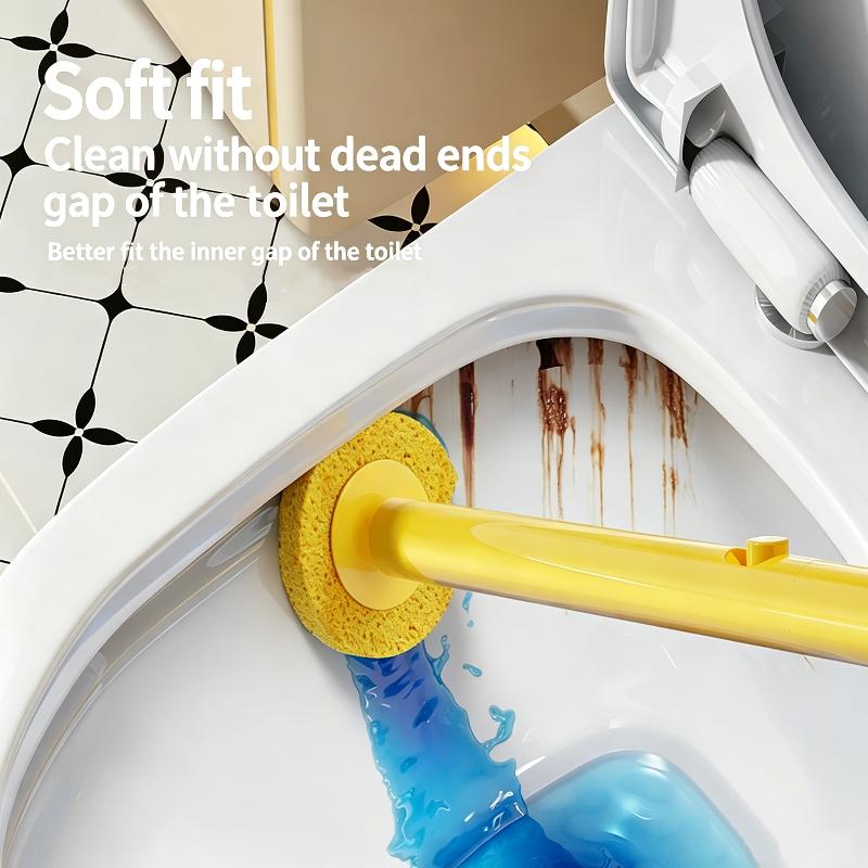 Disposable Toilet Brush Kit with Removable Heads for Bathroom Germ-Free and Efficient Strain-Free Cleaning