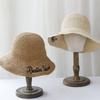 Handmade High quality letter embroidery Sun Hat Wide Brim Floppy Summer Hats For Women Beach Panama Straw Dome Bucket Hat