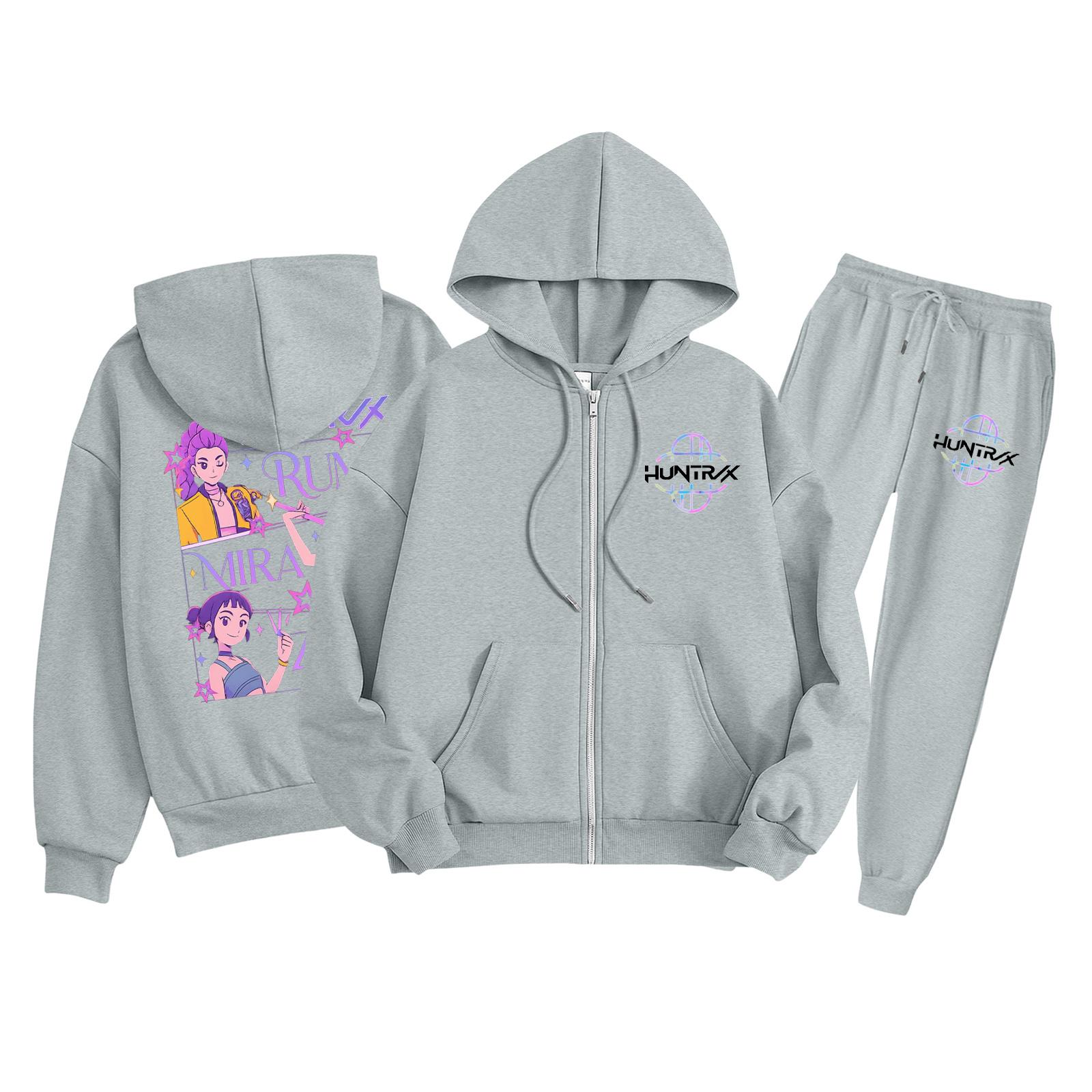 

Детская мода Толстовка с длинным рукавом, на молнии, с капюшоном, спортивные штаны с принтом, комплект толстовки с карманами 120